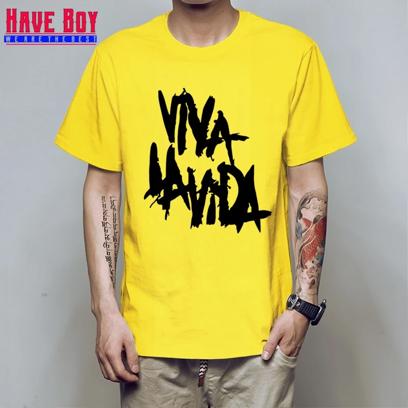 yellow black HAVE BOY Rock Coldplay Viva la vida свободная Мужская футболка для мужчин новая хлопковая Повседневная футболка с короткими рукавами Camisetas Masculina HB160 - Цвет: yellow black