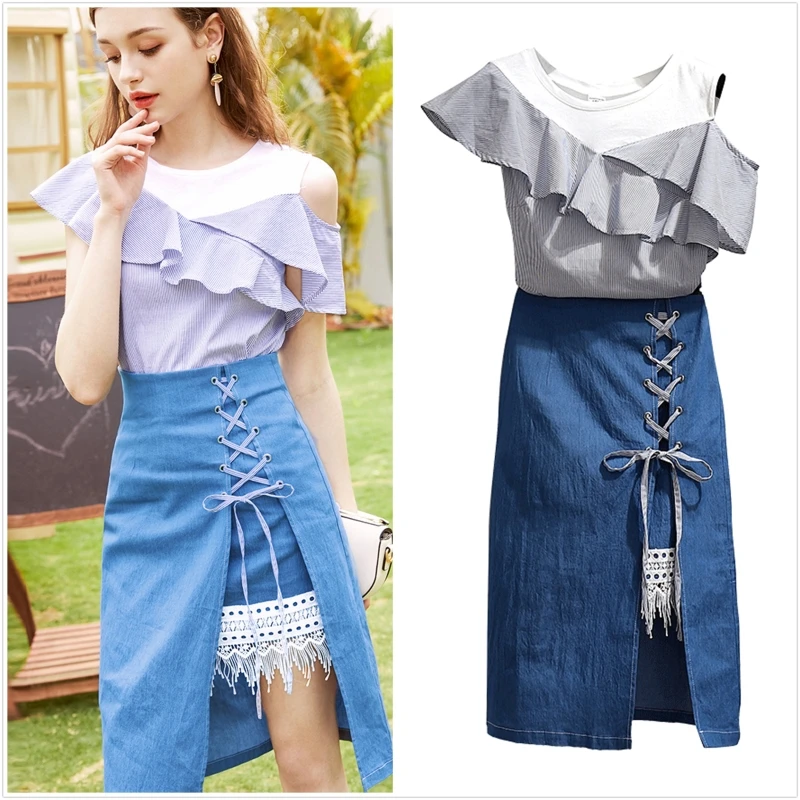 Летние комплекты одежды женский комплект 2 шт. сексуальные с открытыми плечами