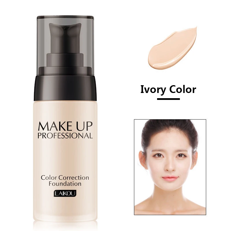 ivory color Laikou брендовая основа для макияжа, Жидкая основа для лица, BB крем, увлажняющий консилер, контроль жирности, отбеливающий, водостойкий макияж - Цвет: ivory color