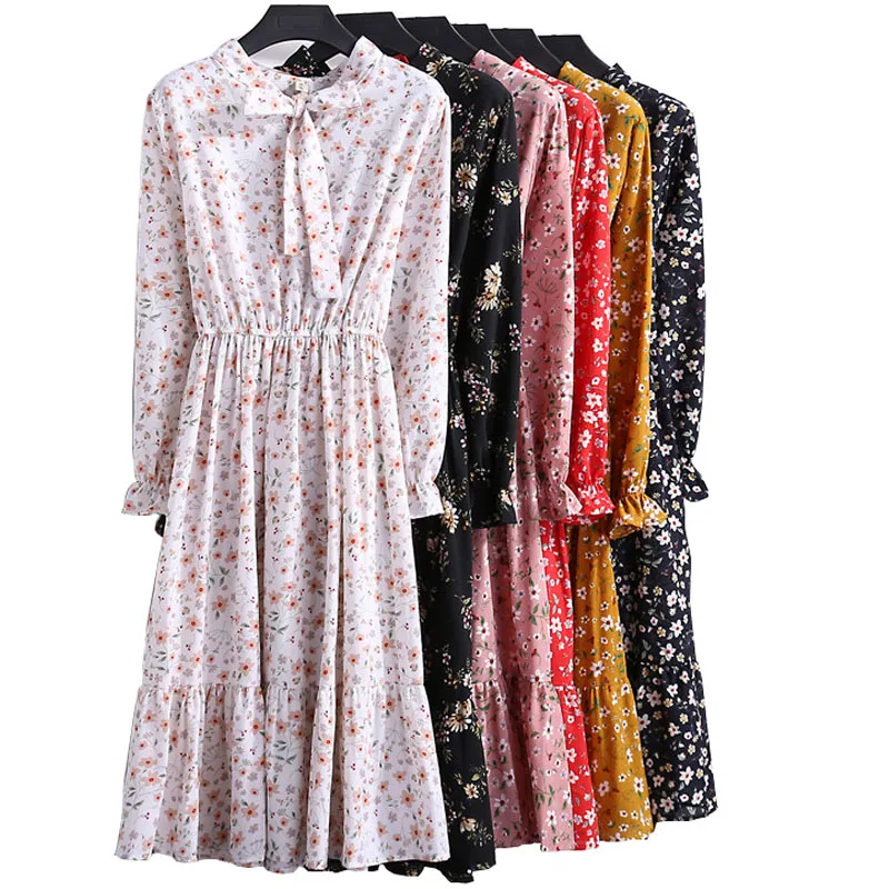 Женское шифоновое платье с длинным рукавом элегантное в стиле девушки из леса