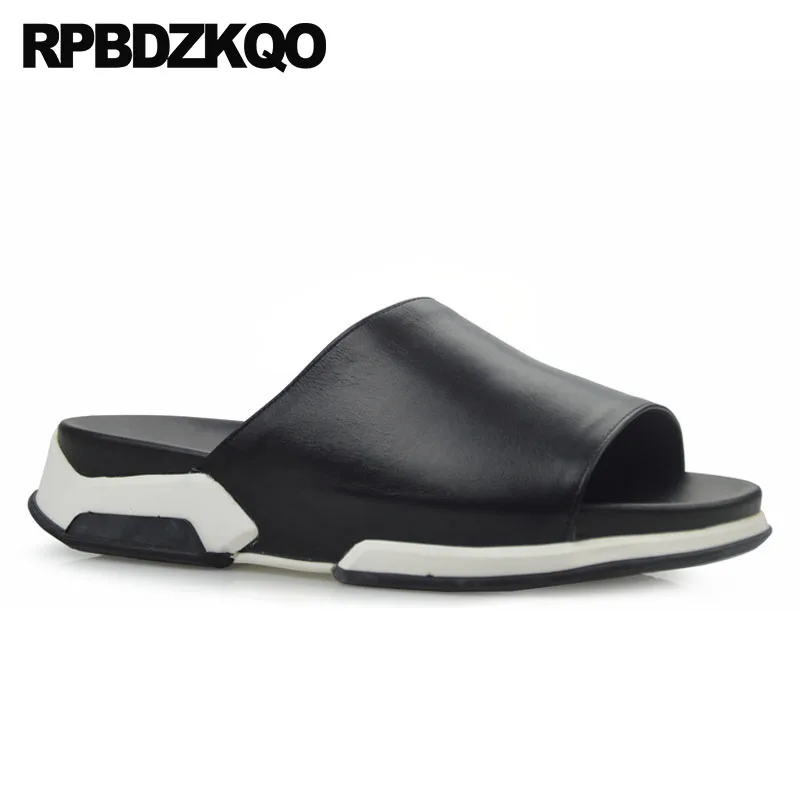 Шлепанцы мужские без застежки натуральная кожа открытый носок сандалии летняя