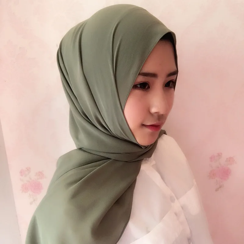 Модный простой жемчужный пузырьковый шифоновый мгновенный хиджаб шарф