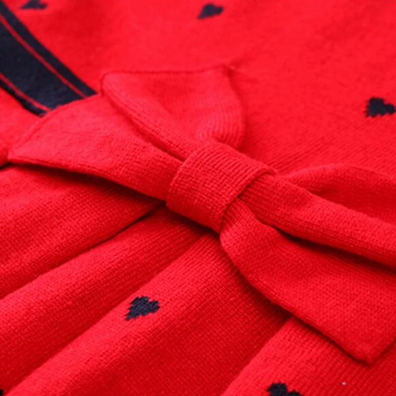 Hurave/зимнее платье-свитер для девочек свитер с бантом Одежда платья-свитера в