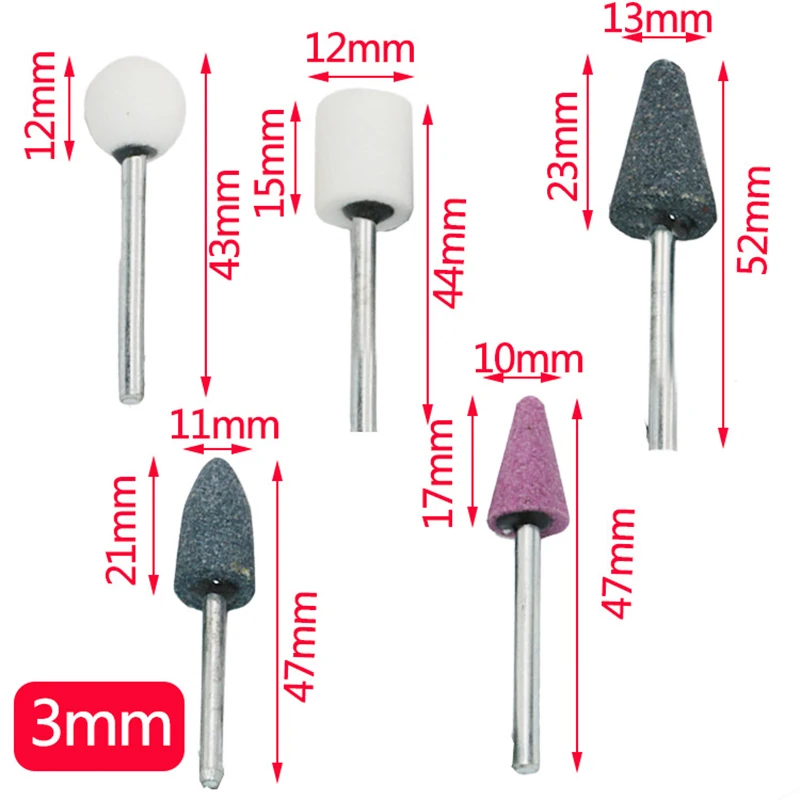 

10pcs/set Ceramic Grinding Head Set 3mm/6mm Handle Diameter Metal Grinding Tool