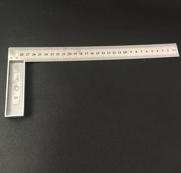 90 Degree Ruler 200/300 мм длина треугольная линейка 90 градусов квадратная Толстая нержавеющая сталь треугольное правило деревообрабатывающий инструмент измерение и рисование - Цвет: 90 Degree Ruler