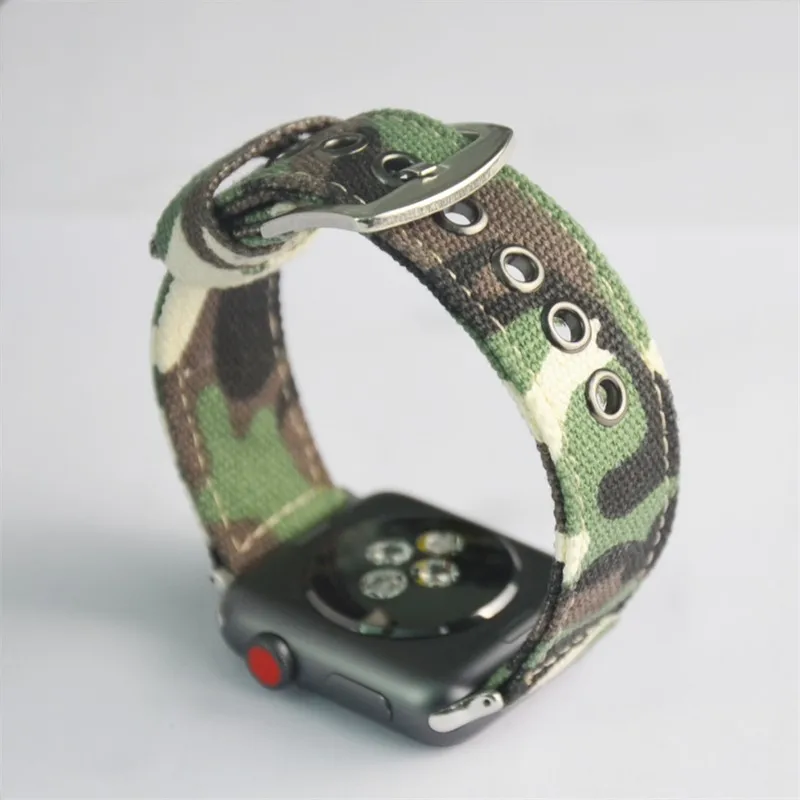 Повседневный джинсовый ремешок для Apple Watch Band Series 6/SE/5/4/3/2 Камуфляжный холщовый