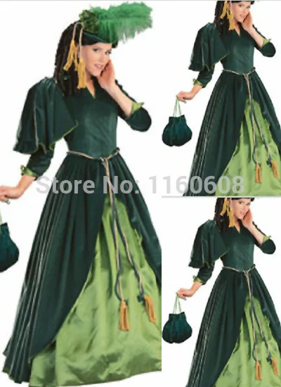 

Classic Green Long Victorian Dress