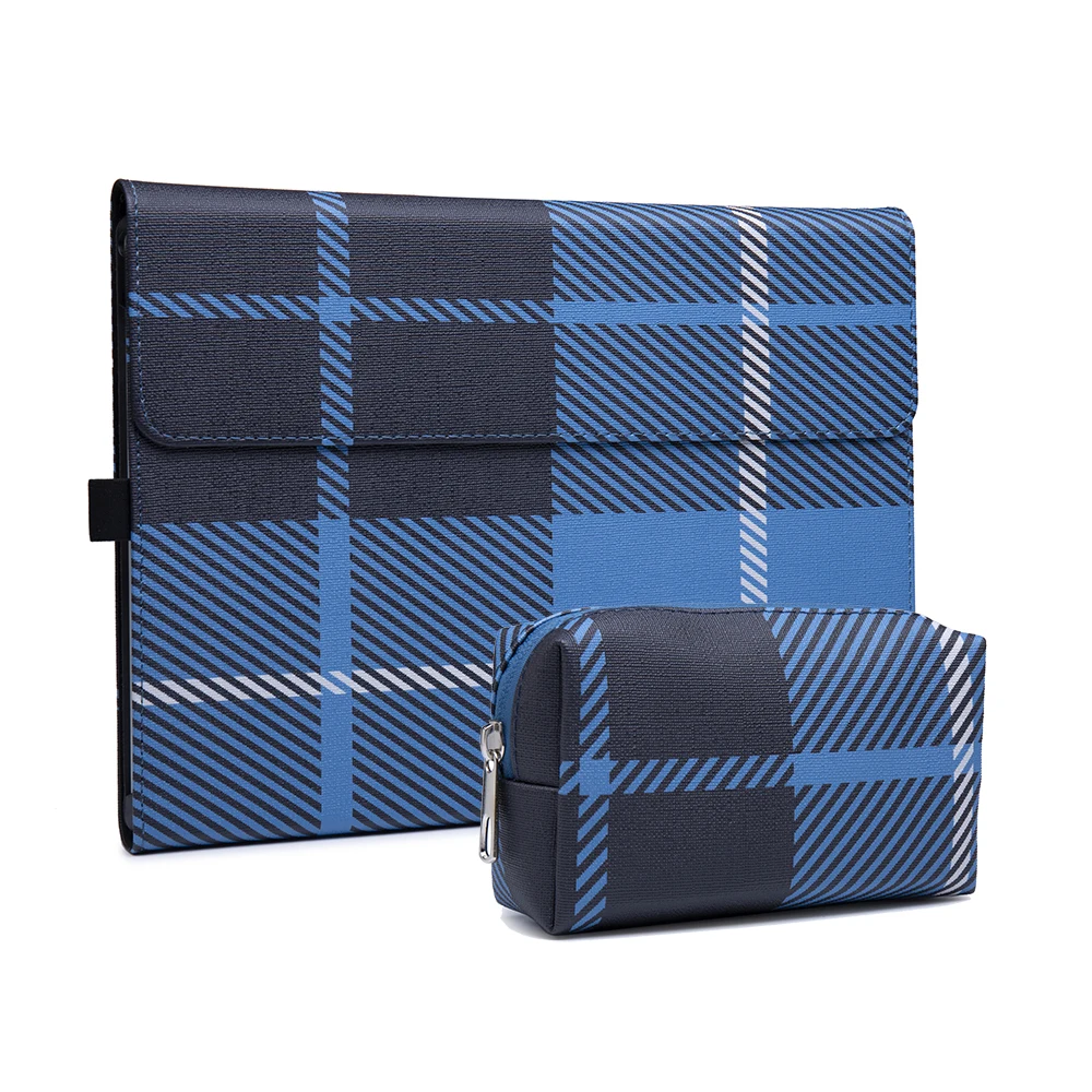 Blue grid with Bag Чехол для ноутбука из искусственной кожи для microsoft Surface Pro 6, чехол для планшета, подставка для планшета, держатель для Surface new Pro 4/Pro 5, чехол для ноутбука - Цвет: Blue grid with Bag