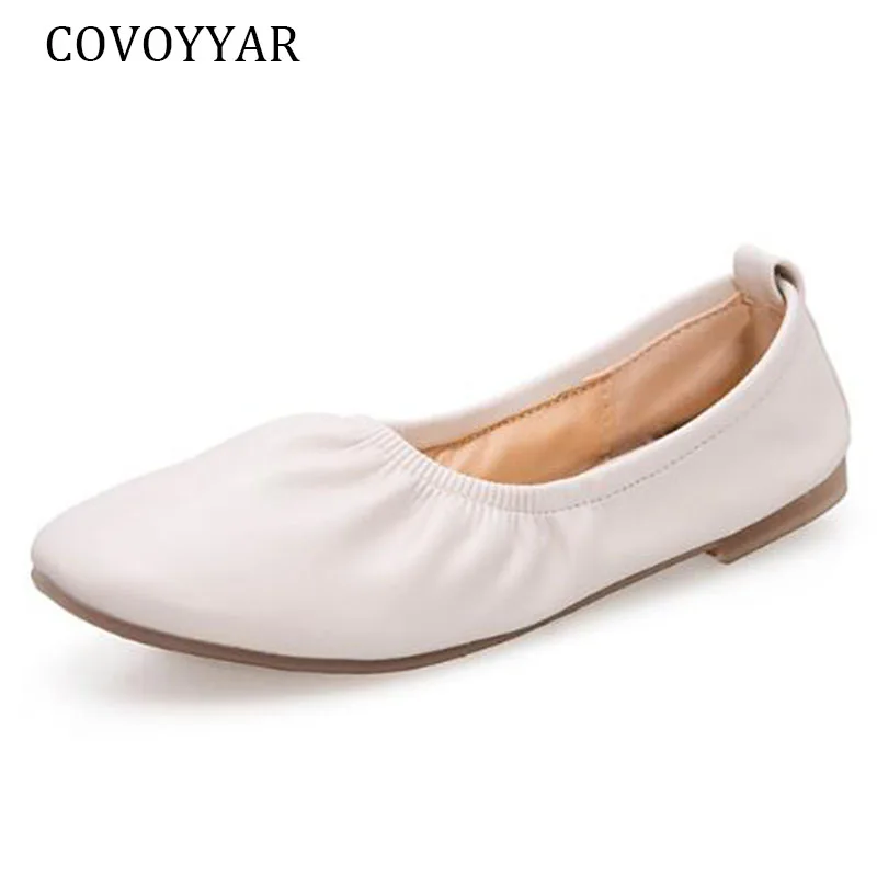 COVOYYAR 2019 Сезон весна-осень Повседневная женская обувь Мокасины Балетки на плоской