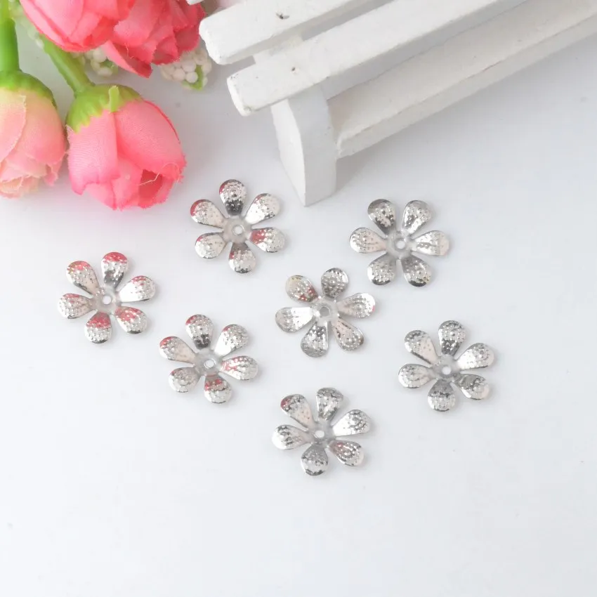 Бесплатная доставка розничная продажа 50 шт. серебристые филигранные цветочные