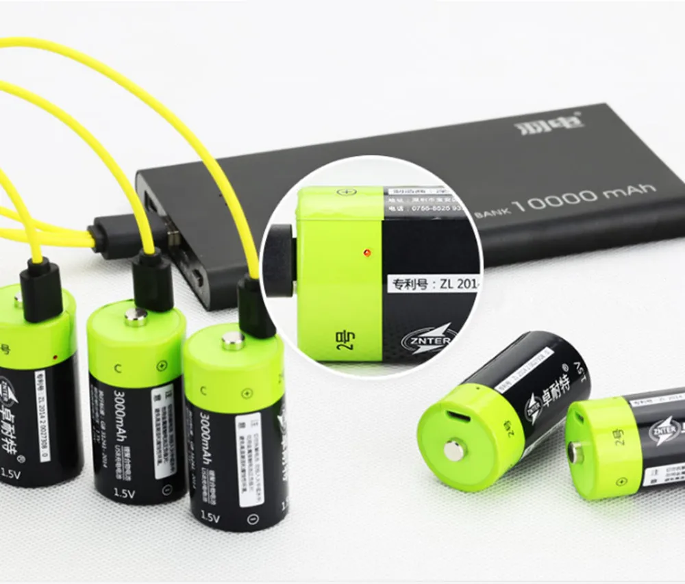 Горячая Распродажа аккумуляторная батарея ZNTER 1 5 в 3000 мА · ч размер C USB литий