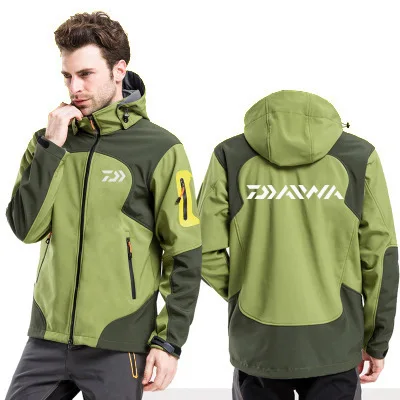 Green 2 Daiwa полная молния ветрозащитная одежда для рыбалки для мужчин легкая ветровка флисовая куртка с капюшоном - Цвет: Green 2