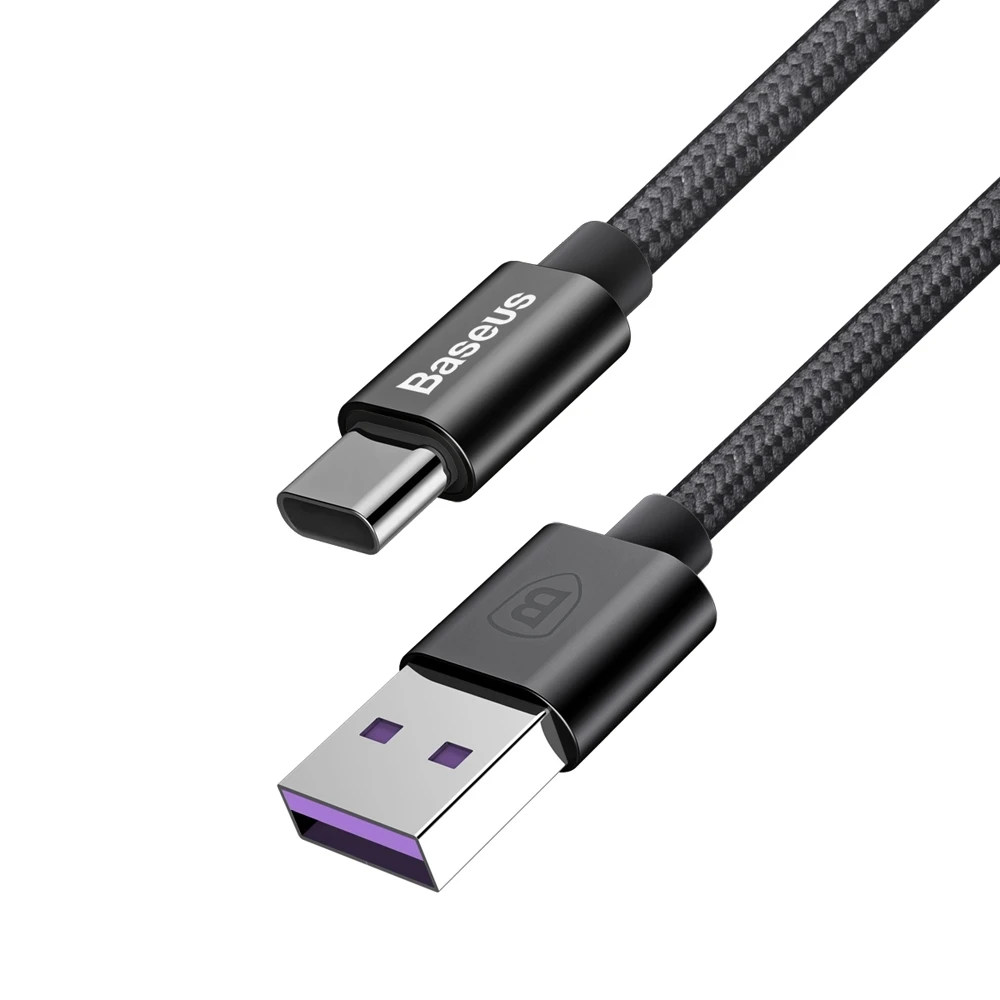 Кабель Baseus speed QC type-C 5A для быстрой зарядки данных нейлоновый плетеный провод 1 м