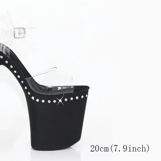 black 20cm Туфли на высоком каблуке-шпильке из пвх; дизайнерские босоножки в готическом стиле со стразами; роскошные женские босоножки на платформе года; Прозрачный Искусственный бриллиант - Цвет: black 20cm