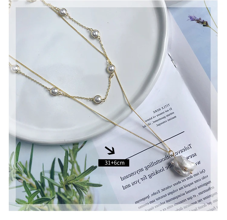 HUANZHI 2019 New Multi-layer Metal Link Chain Irregular Pearls Beads Pendant Choker Necklace for Women Girl Party Jewelry Gift | Украшения