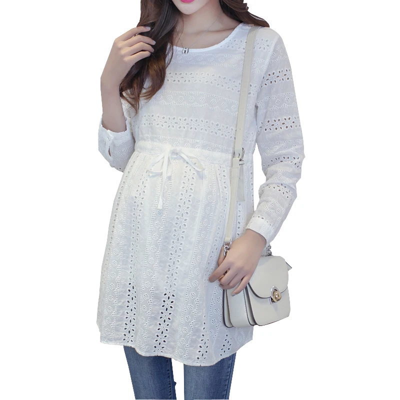 Одежда для беременных белое двухслойное платье 2017 весеннее Повседневное | Мать и