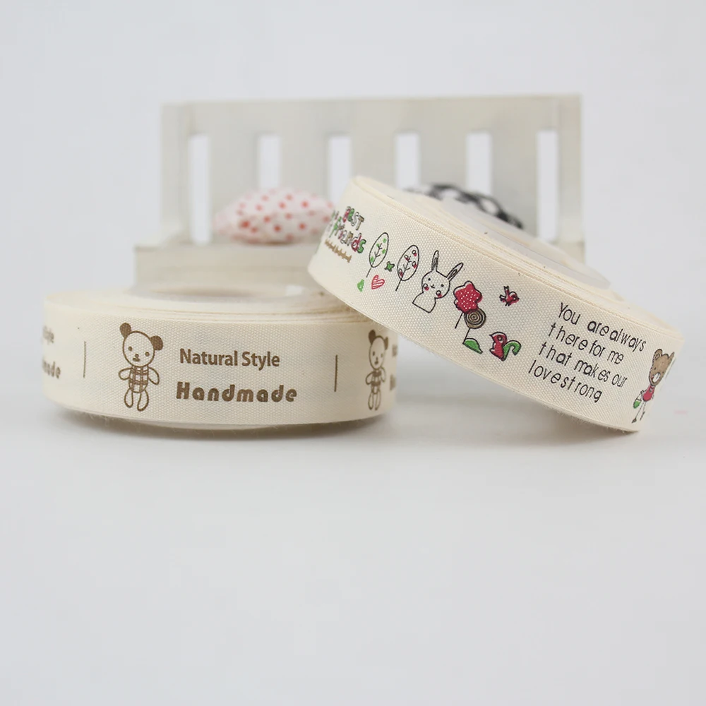 

20mm cute bear Printed Cotton Ribbons For DIY Sewing Packing Accessories 25 yards Tape Fabric Layering DIY Webbing Craft