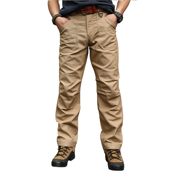 Brown (length A) CQB Outdoor Camping Tactical Sports Men's Pants Multi-Pockets for Riding Hiking Trekking Cotton Breathable Overalls Trousers - Цвет: Brown (length A)