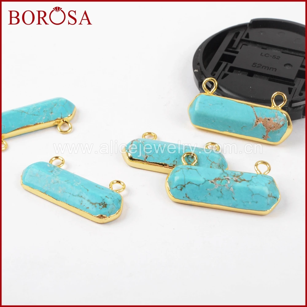 BOROSA 5 шт Золотой Цвет Druzy Синий Бирюзовый говлит камень Концевая точка