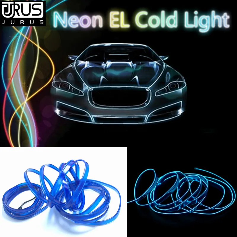 

JURUS 3Meters Flexible Neon El Wire Light Glow Flat With 12V Inverter Led Interior Car Light Rope Tube Tape Strip Led Automotive