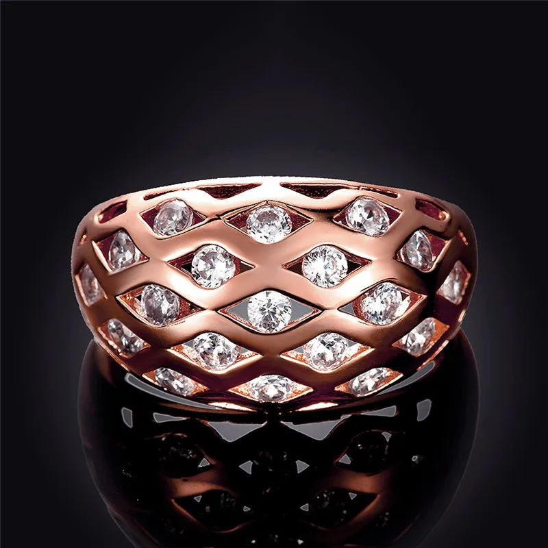 Модные вечерние кольцо KJ ZCR150 B с Топ AAA циркон 18 К Роза цвет золотистый fine jewelry для