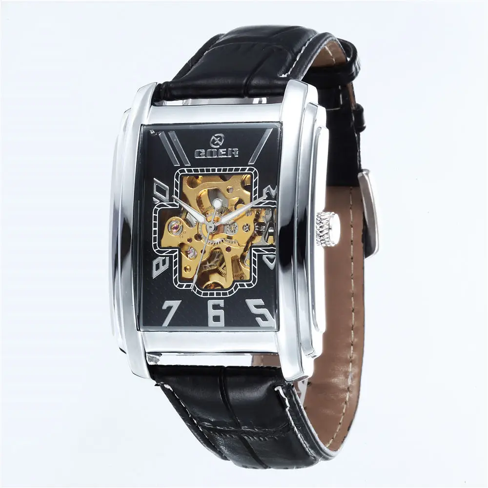 Часы мужские автоматические люксовые брендовые прямоугольные механические