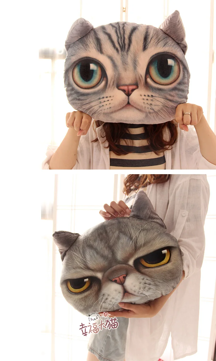 Японская мультяшная Реалистичная 3D подушка для кошек Автомобильная дома головы