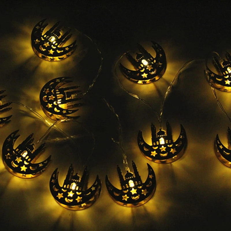 Мусульманский фестиваль Рамадан светодиодные световые струны Золотой Кованый