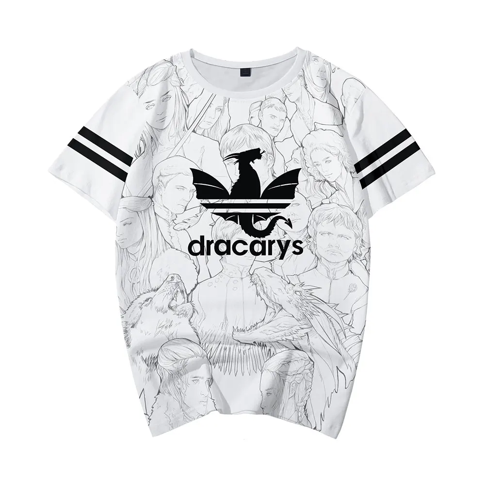 Kpop 3D Dracarys Игра престолов Футболка Harajuku Летняя мужская футболка уличная Мужская