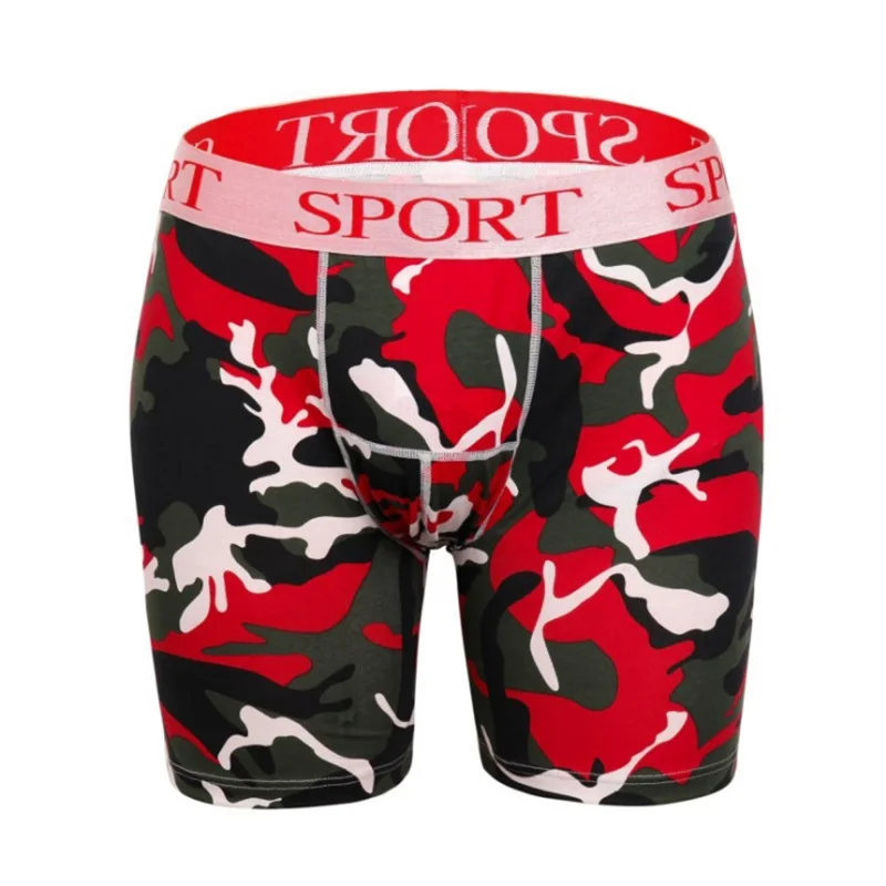Красный Хлопковые боксеры длинные Ethika Мужское нижнее белье марлевые шорты Боксеры камуфляжные размера плюс боксеры шорты для мужчин трусы Track - Цвет: Красный