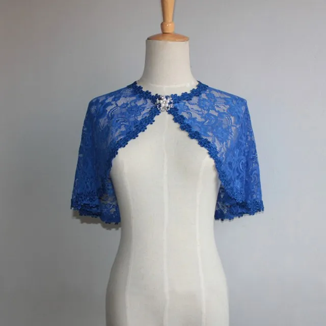 royal blue 7 цветов цвета слоновой кости сзади Болеро женский кружевной жакет накидка Свадебные накидки свадебные аксессуары вечерние платья - Цвет: royal blue