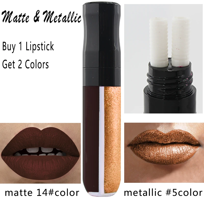 8009 одна трубка два цвета сторона перламутровая сторона-матовый блеск для губ