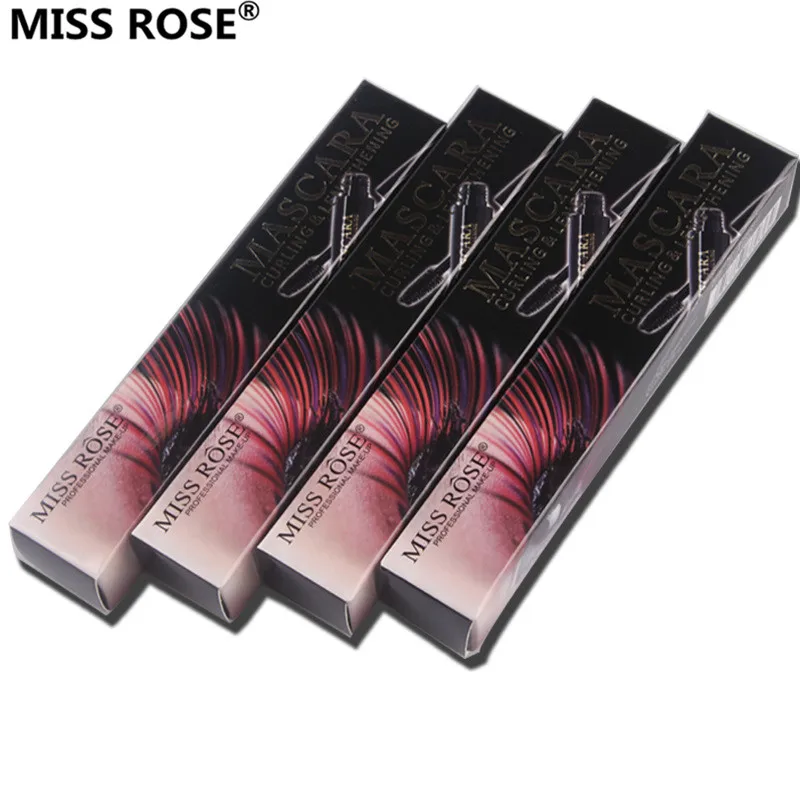 Бренд miss rose водонепроницаемый максимальный объем 4d волокно черная Толстая чувственная тушь для ресниц стойкий макияж для ресниц