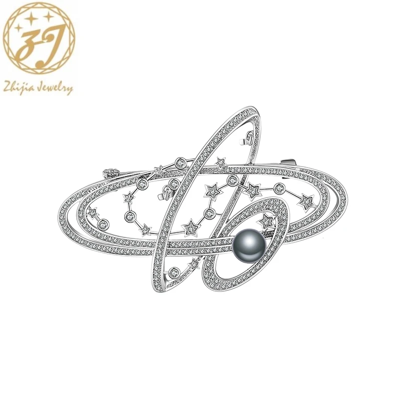 Zhijia Top Luxury System солнечная система планета жемчужные булавки броши для мужчин и