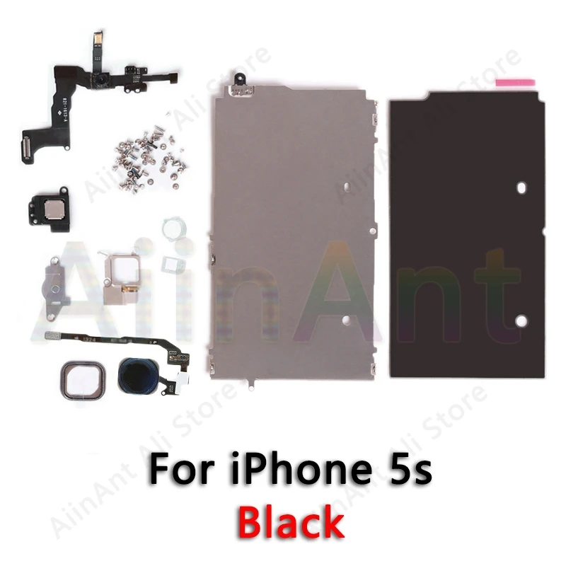 For iPhone 5s Black Для iPhone 5 5S 5c 6 6s Plus ЖК-экран металлические маленькие детали Защитная крышка ушной динамик фронтальная камера кнопка Home Flex - Цвет: For iPhone 5s Black