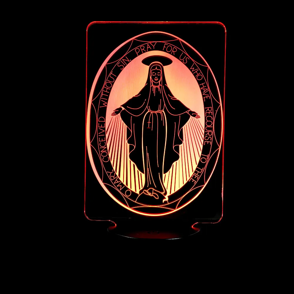 Девы Марии лампа 3D свет USB Цвет ночник украшения инновации Рождественский