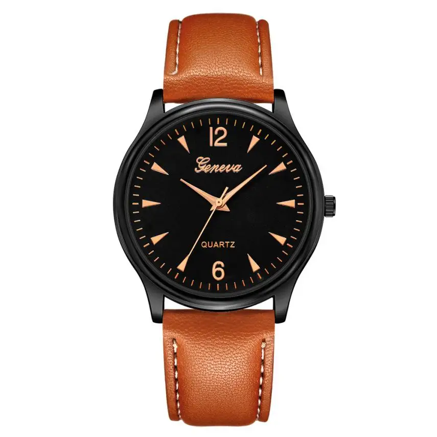Мужские часы Montre femme черные Кварцевые аналоговые наручные из искусственной кожи