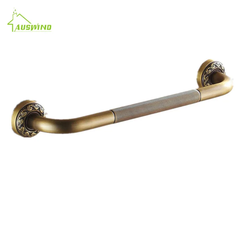 

Bathtub Handrail Bathroom Tub Safety Grab Bar Black Antique Brass Carved Safety Handles Wall Mounted Bathroom Accessories 52cm