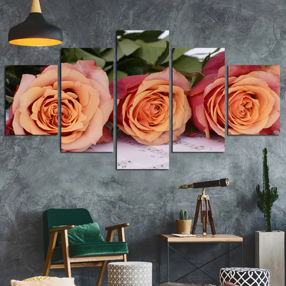 Настенная Картина на холсте домашний декор 5 шт. картины с цветами шампанского