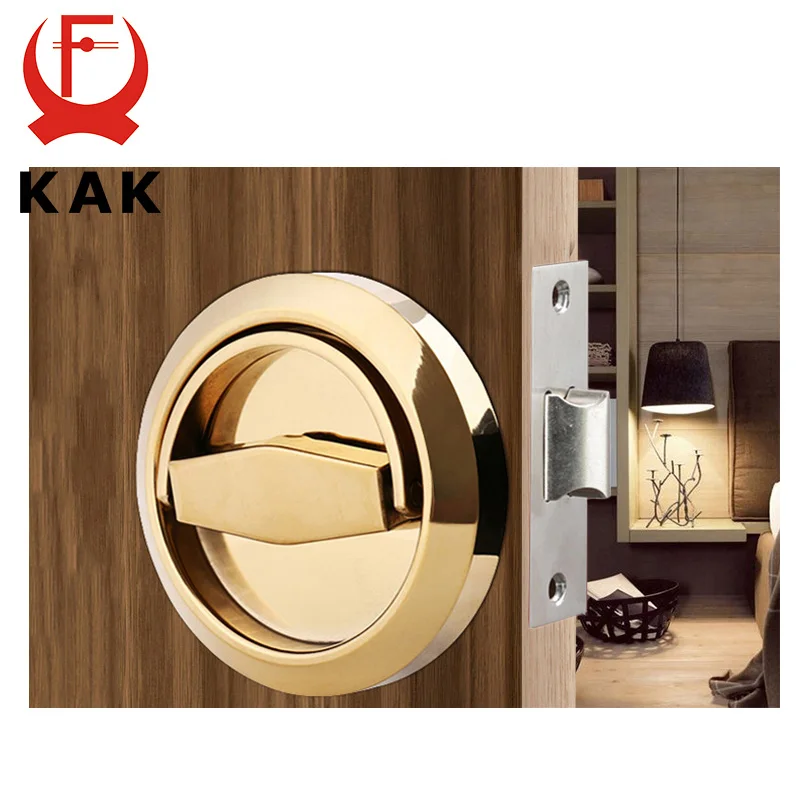 Gold Set KAK, скрытые дверные замки, нержавеющая сталь, ручка, утопленный шкаф, невидимые тяги, механический наружный замок для огнестойкого оборудования - Цвет: Gold Set
