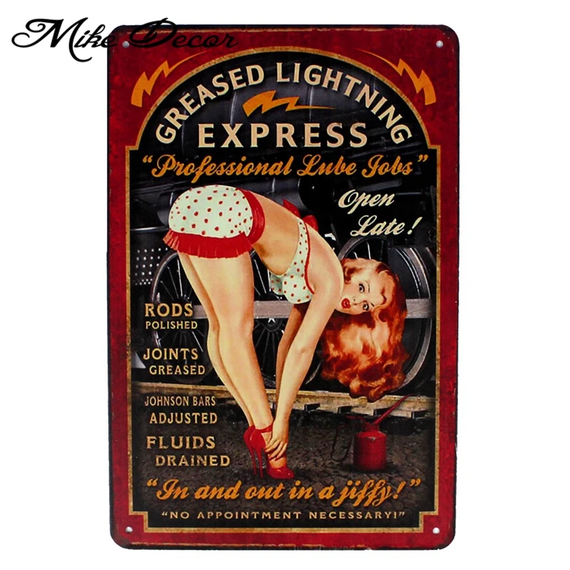 [Mike86] гараж Pin up Lady Route66 Оловянная вывеска художественное украшение стены Дом Кафе бар Винтаж Металл ремесло FG-126 - Цвет: AA 1004