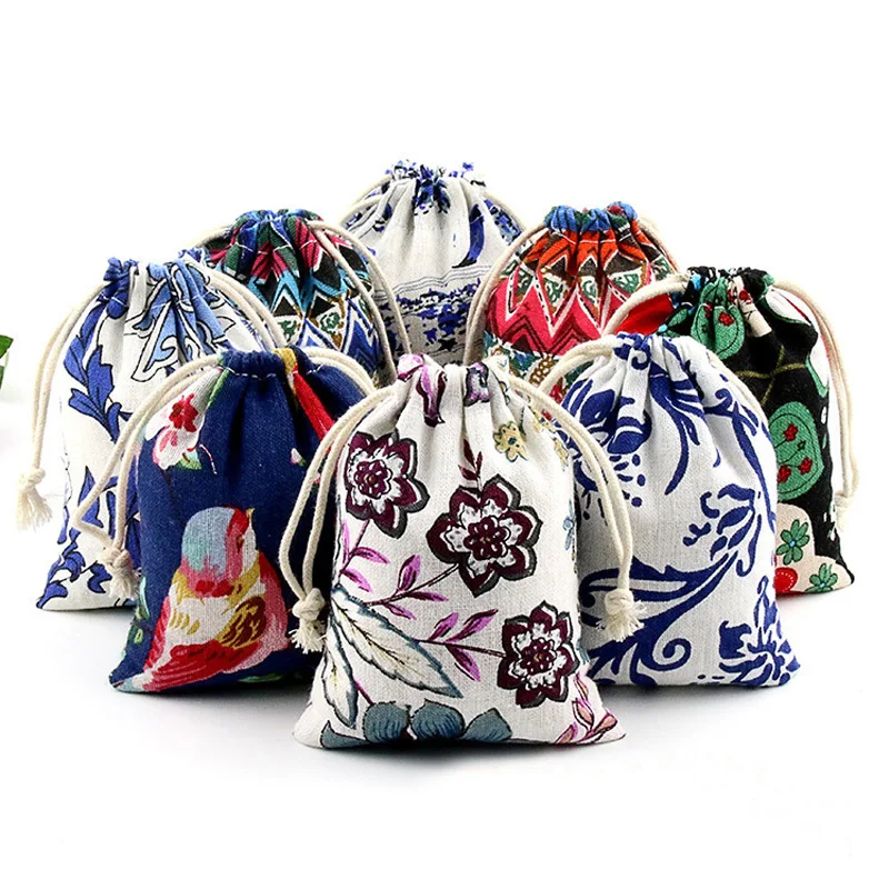 Карманный ювелирный мешок стиль 5 шт цветы небольшой шнурок упаковка мешочек для