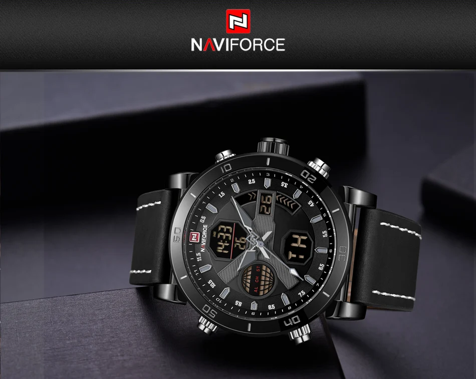 NAVIFORCE, роскошные мужские светодиодный аналоговые кварцевые часы, мужские армейские военные спортивные часы, водонепроницаемые наручные часы с датой, Relogio Masculino