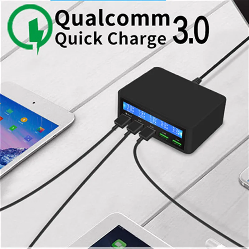 Smart 5 USB многопортовое QC3.0 быстрое зарядное устройство для мобильного телефона USB 2,4 зарядное устройство с ЖК-дисплеем высокой четкости зарядное устройство