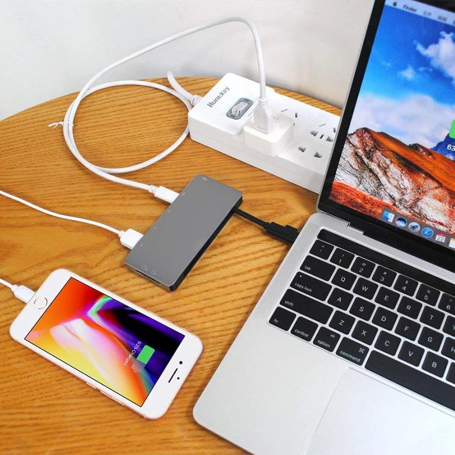Новый 7 в 1 USB C концентратор на 3 * 0 складной кабель Type порт адаптер для lightning 4K HDMI