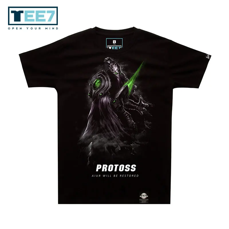 TEE7 игра звезда хлопок Футболка Protoss Zerg Terran короткий рукав o-образным вырезом футболки мужская повседневная одежда