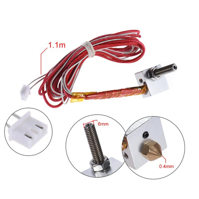 

DIY End Kit 0.4mm Nozzle 30mm Extruder Throat 12V 40W Heater Thermistor Aluminum Heater Block For Anet A2 A8 3D Printer
