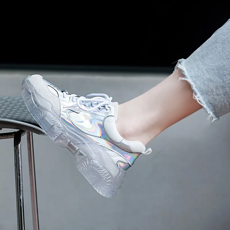 Новинка 2019 дизайнерская женская шнуровка розового серебристого черного белого