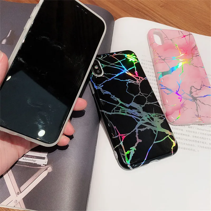 Luxury Laser Plating Marble Pattern Solf TPU Silicone Full Protect Case Back Cover Phone For iPhone 6 6S 7 8 Plus X 10 Cases |