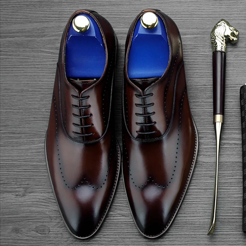 Туфли мужские из натуральной кожи с острым носком в британском стиле |